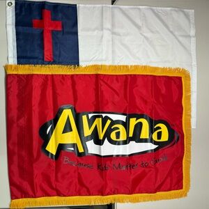 AWANA Logo Club Flag + Christian Flag Set - Church Awana Youth Group Christian